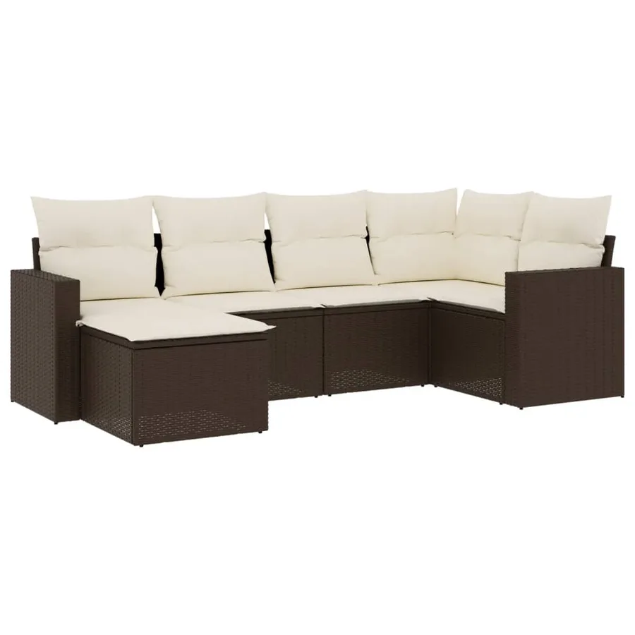 Salon de jardin avec coussins 6 pcs marron résine tressée - 2