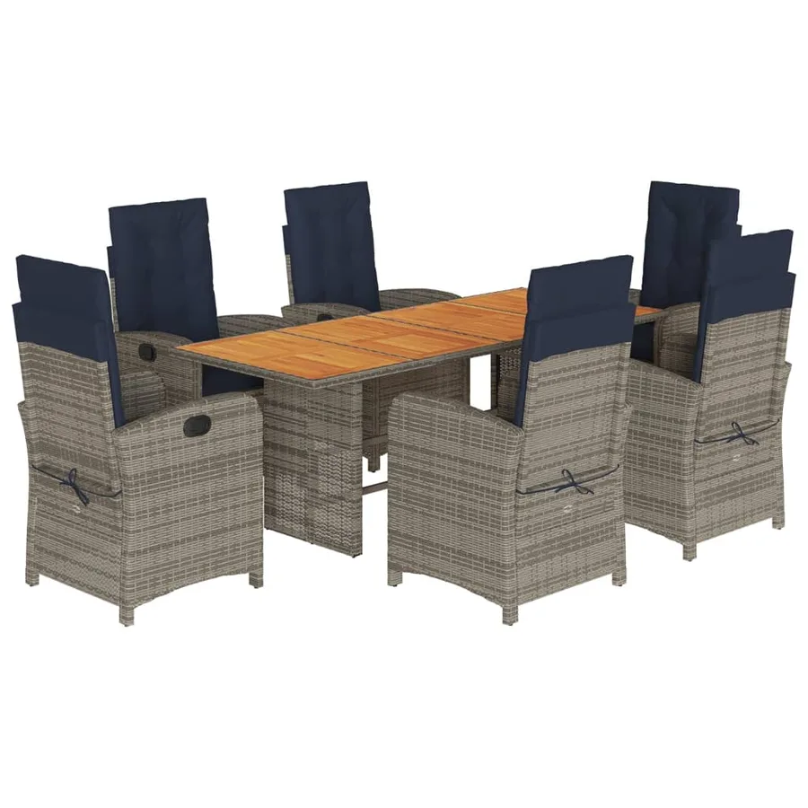 Ensemble à manger de jardin et coussins 7 pcs beige poly rotin - 2