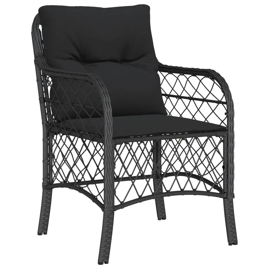 Ensemble à manger de jardin coussins 7pcs Noir Résine tressée - 3