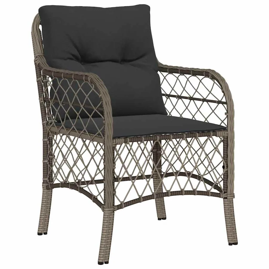 Ensemble à manger de jardin 9 pcs coussins gris résine tressée - 3