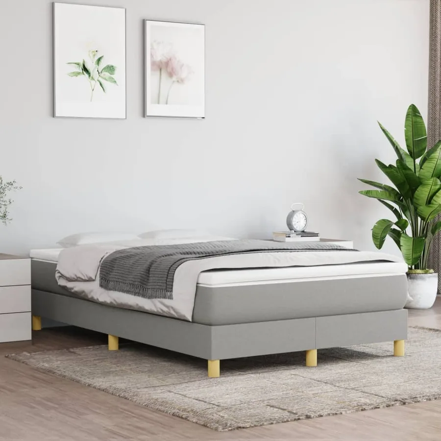 Sommier à lattes de lit et matelas gris clair 120x190 cm tissu - 3