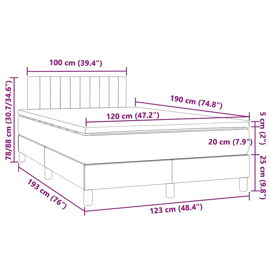 Sommier à lattes de lit matelas LED gris clair 120x190 cm tissu - 11