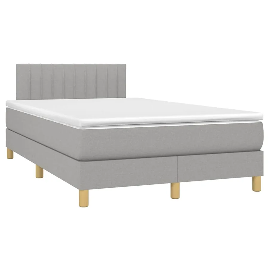 Sommier à lattes de lit matelas LED gris clair 120x190 cm tissu - 3
