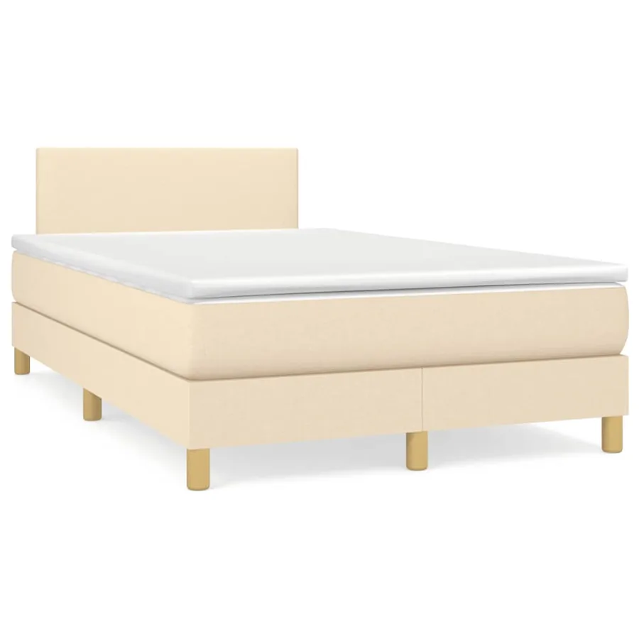 Sommier à lattes de lit avec matelas crème 120x190 cm tissu