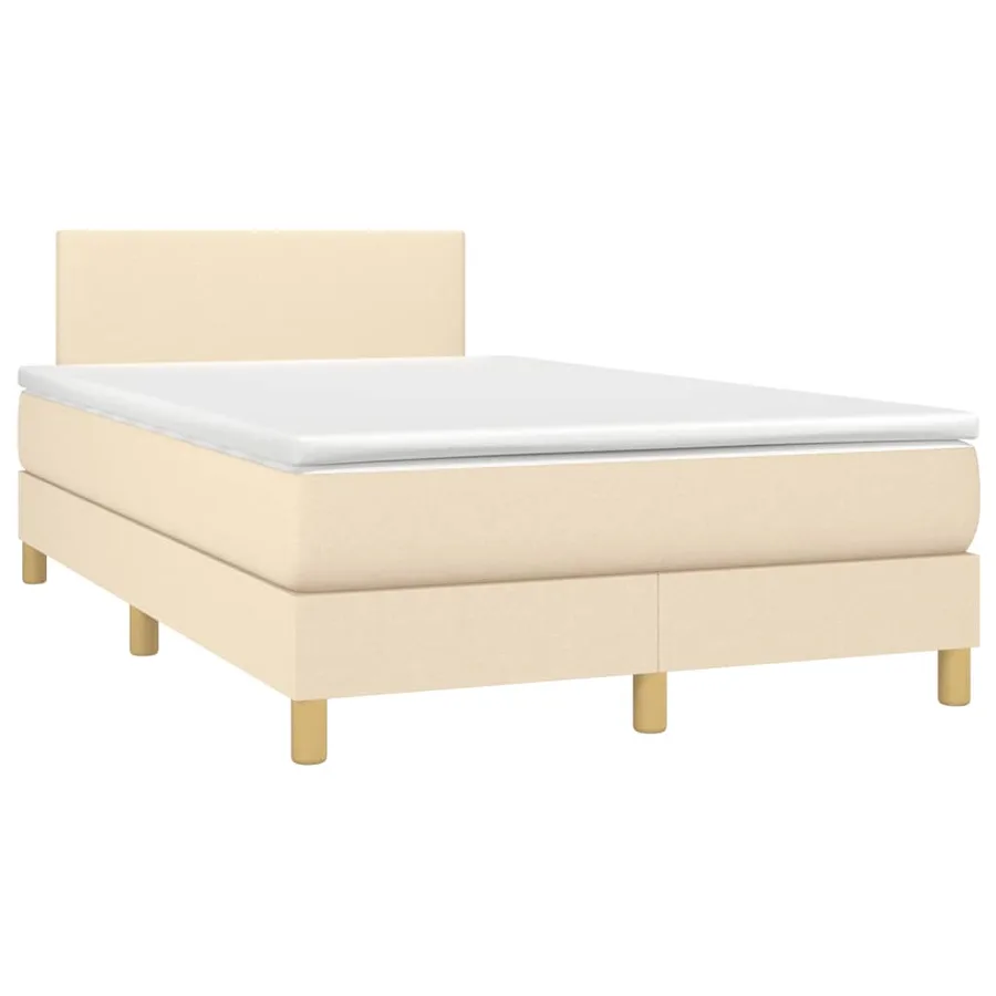 Sommier à lattes de lit avec matelas crème 120x190 cm tissu - 2