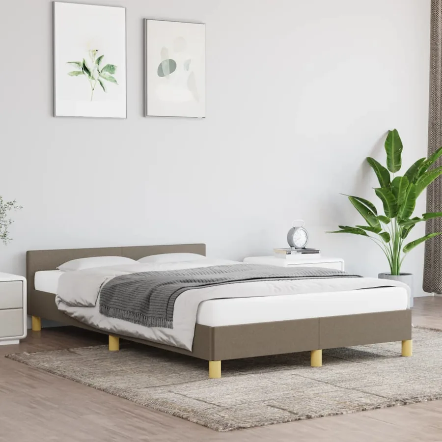 Cadre de lit sans matelas taupe 120x190 cm tissu