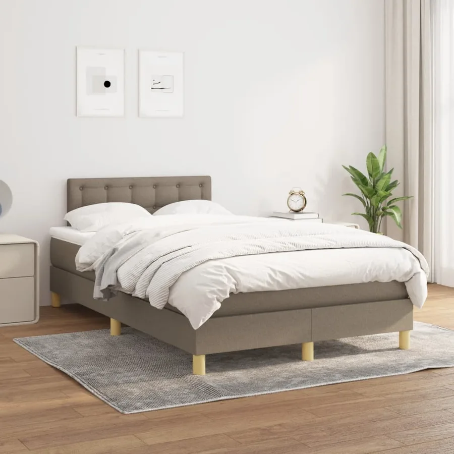 Sommier à lattes de lit avec matelas taupe 120x190 cm tissu - 3