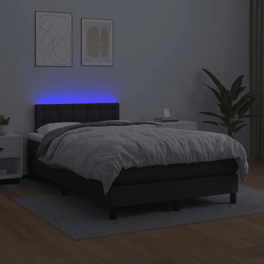 Sommier à lattes de lit matelas LED noir 120x190 cm similicuir - 4