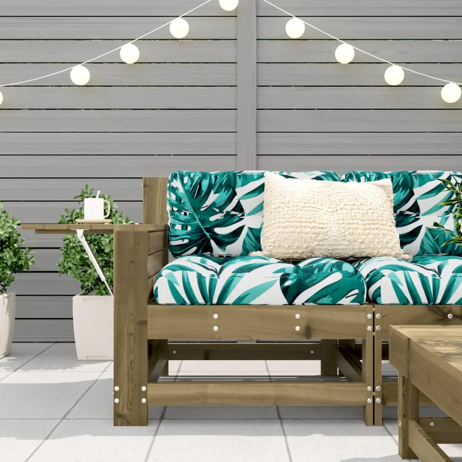Canapé de jardin accoudoir avec coussin bois de pin imprégné - 3