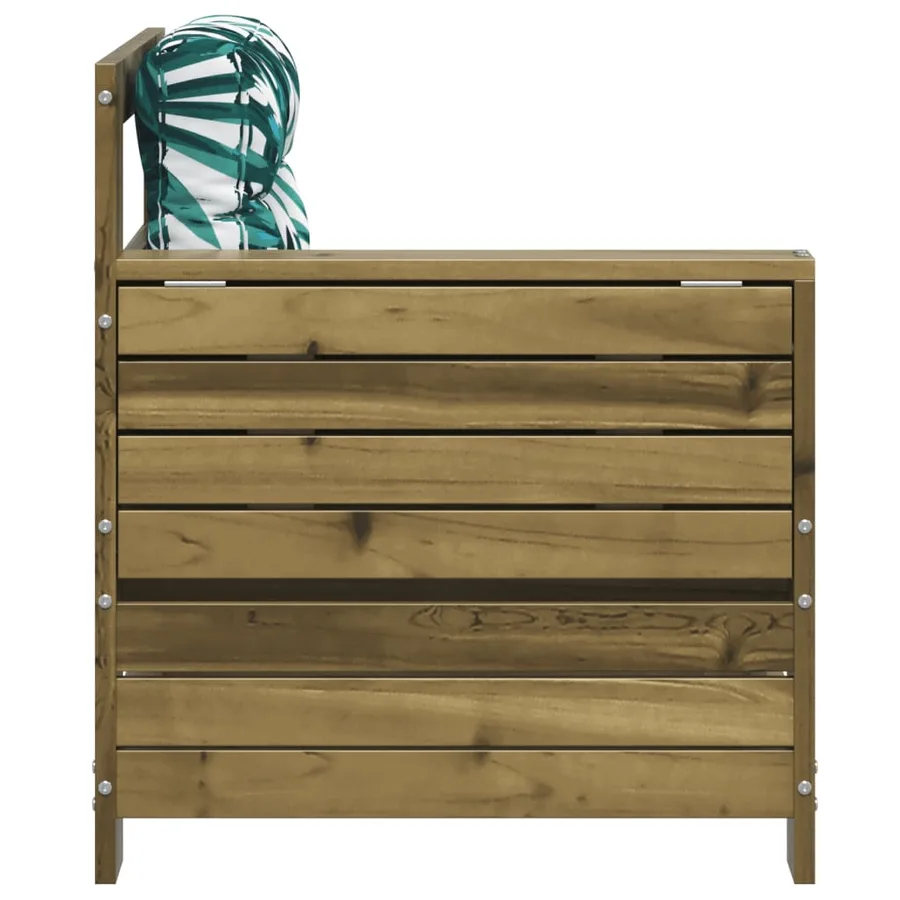 Canapé de jardin accoudoir avec coussin bois de pin imprégné - 5