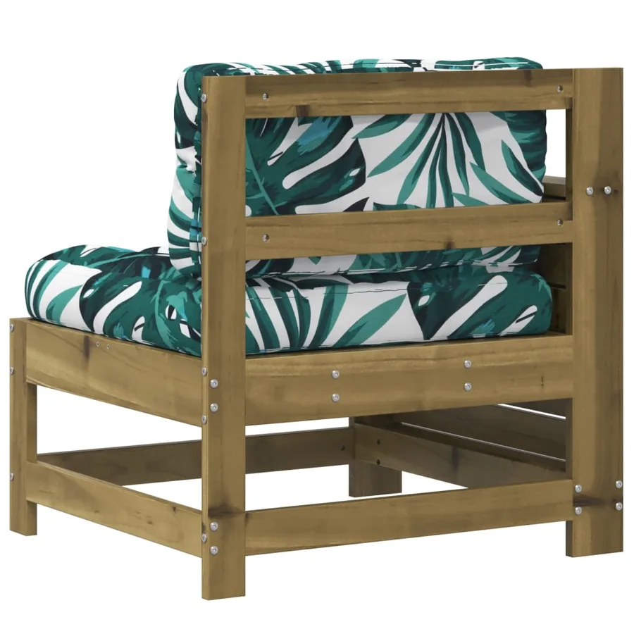 Canapé de jardin accoudoir avec coussin bois de pin imprégné - 6