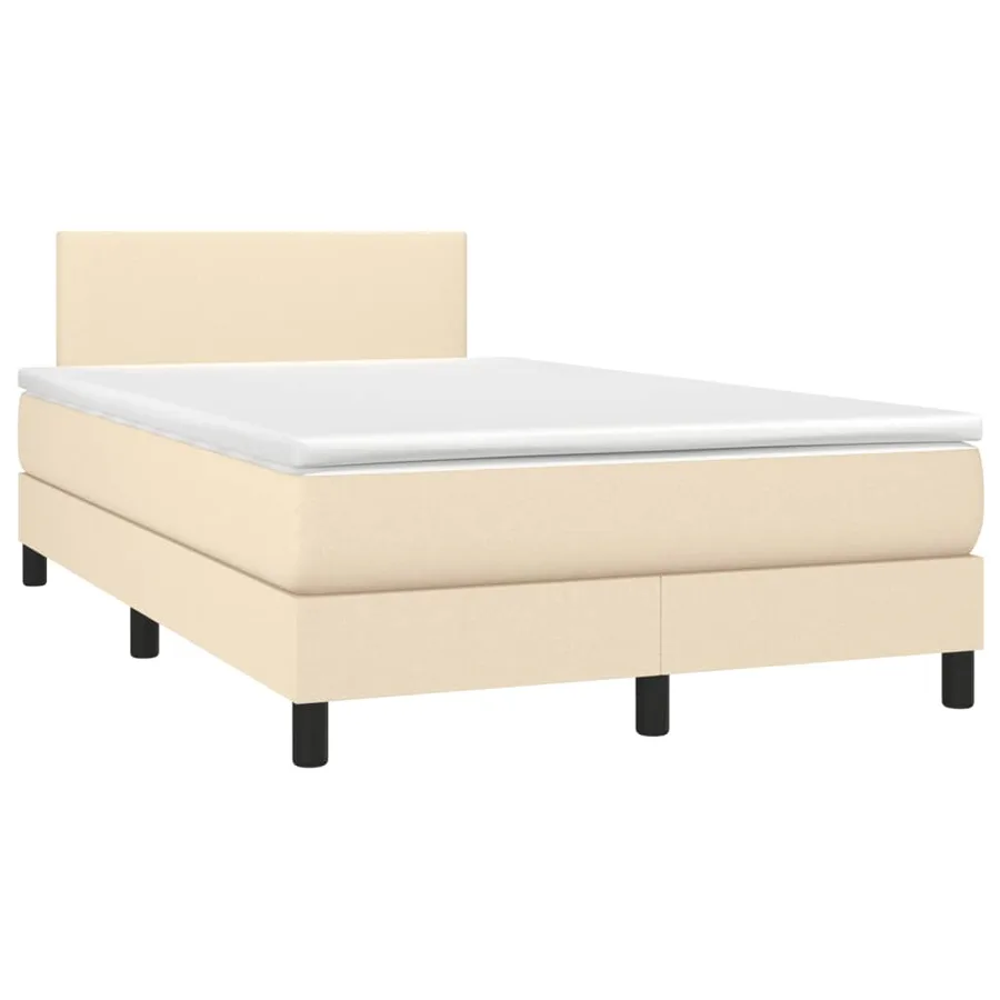 Sommier à lattes de lit avec matelas crème 120x190 cm tissu - 2