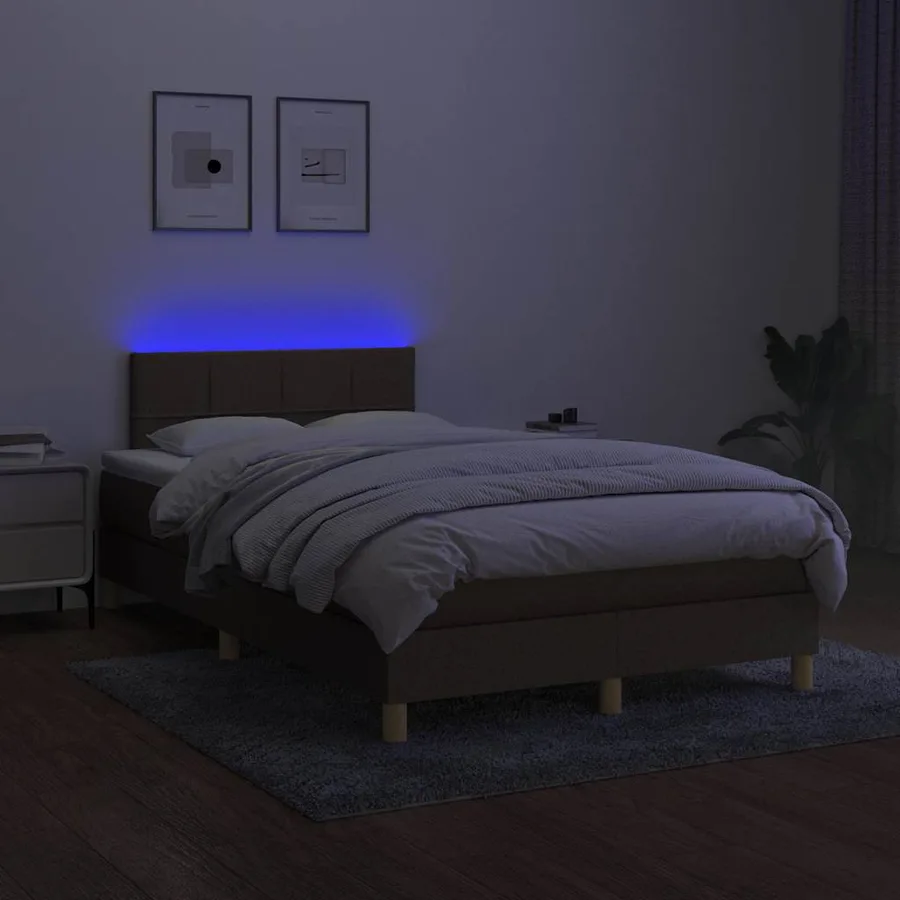 Sommier à lattes de lit matelas et LED marron foncé 120x190 cm - 5