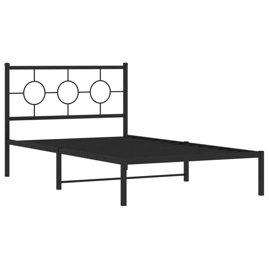 Cadre de lit métal sans matelas avec tête de lit noir 107x203cm - 3
