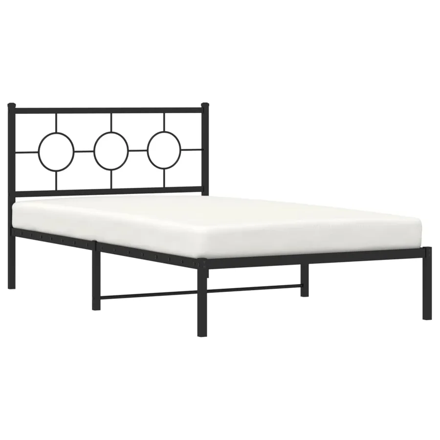 Cadre de lit métal sans matelas avec tête de lit noir 107x203cm - 4