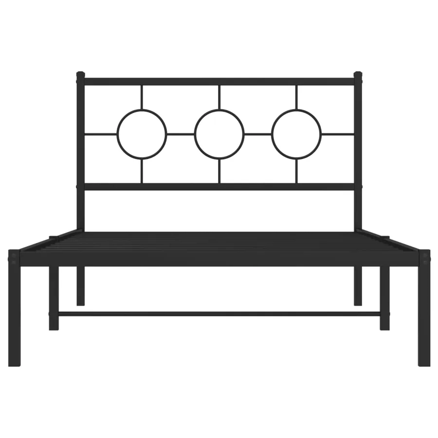 Cadre de lit métal sans matelas avec tête de lit noir 107x203cm - 5