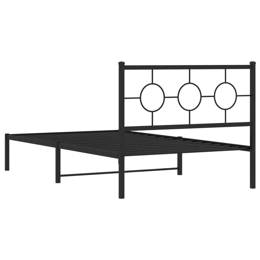 Cadre de lit métal sans matelas avec tête de lit noir 107x203cm - 7
