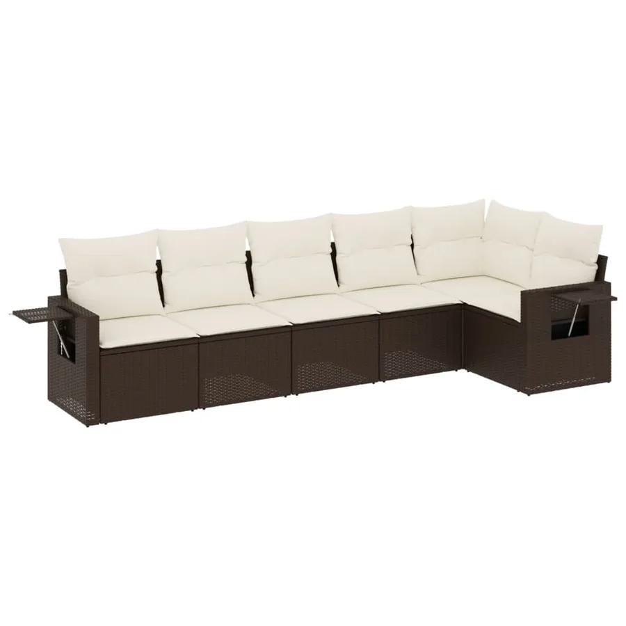 Salon de jardin avec coussins 6 pcs marron résine tressée - 2
