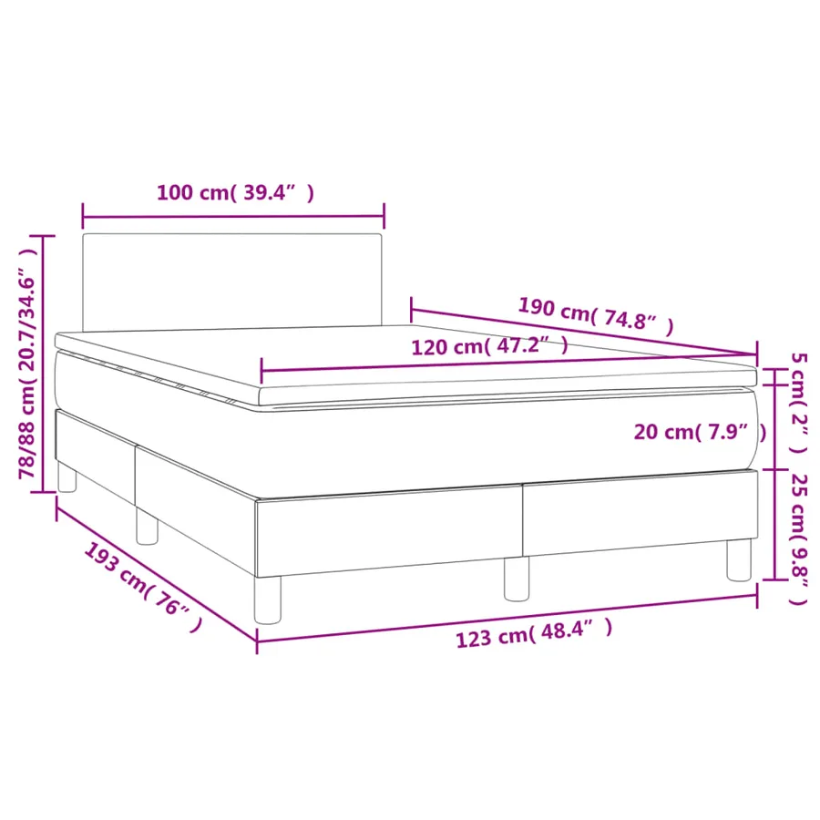 Sommier à lattes de lit avec matelas LED cappuccino 120x190 cm - 11