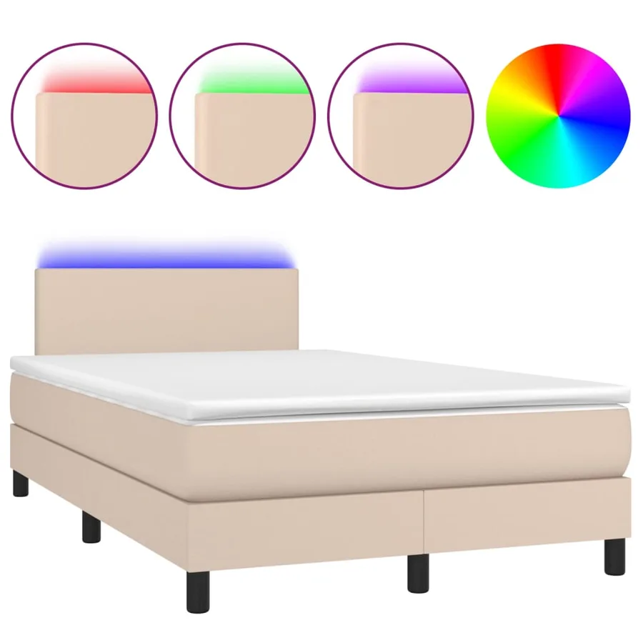 Sommier à lattes de lit avec matelas LED cappuccino 120x190 cm - 2