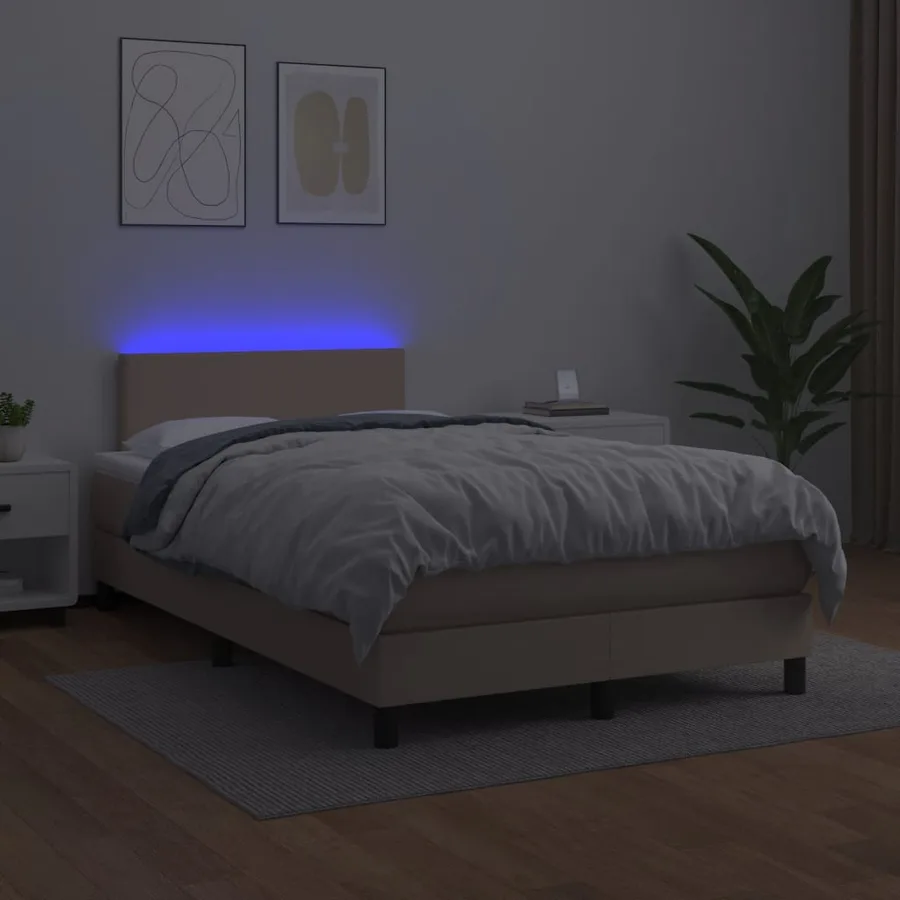 Sommier à lattes de lit avec matelas LED cappuccino 120x190 cm - 4