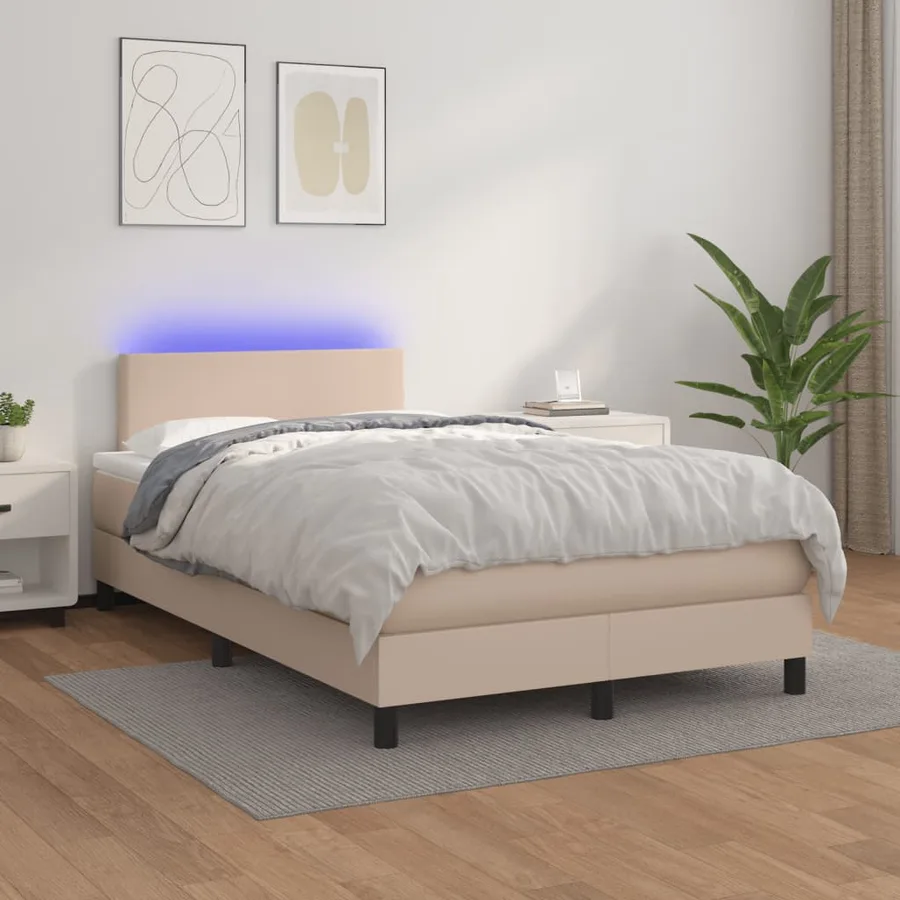 Sommier à lattes de lit avec matelas LED cappuccino 120x190 cm - 5