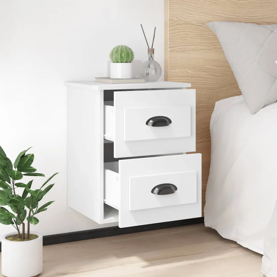 Tables de chevet murales 2 pcs blanc 41,5x36x53 cm - 4