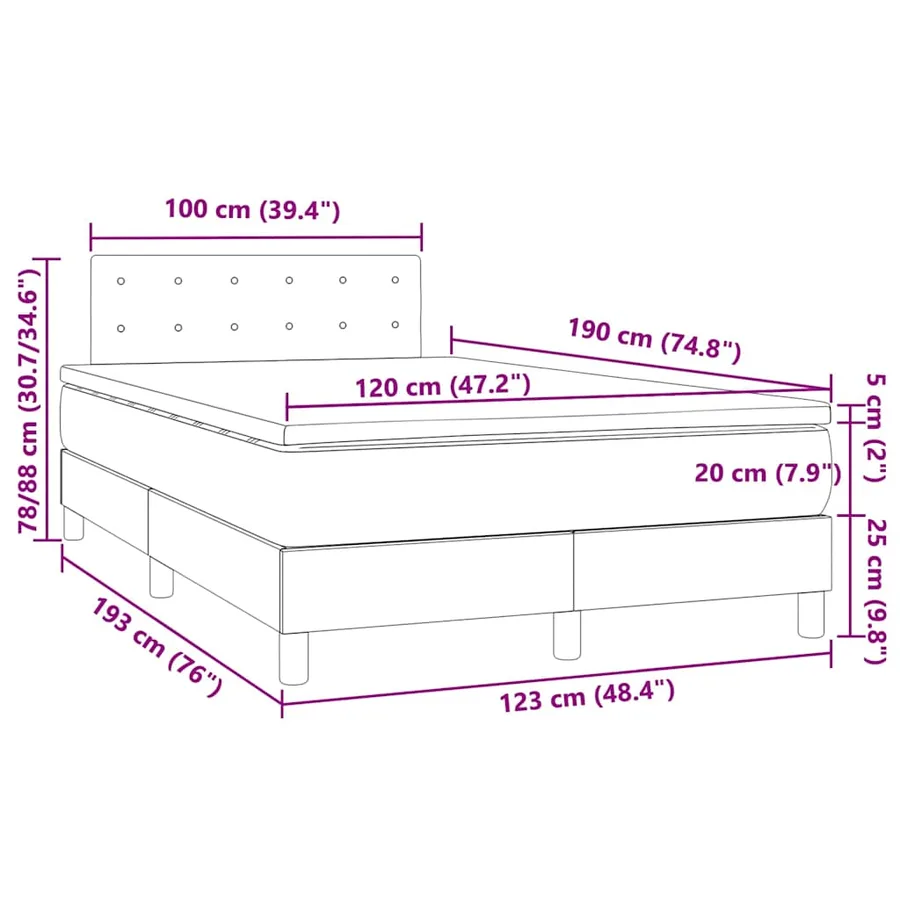 Sommier à lattes de lit avec matelas LED cappuccino 120x190 cm - 11