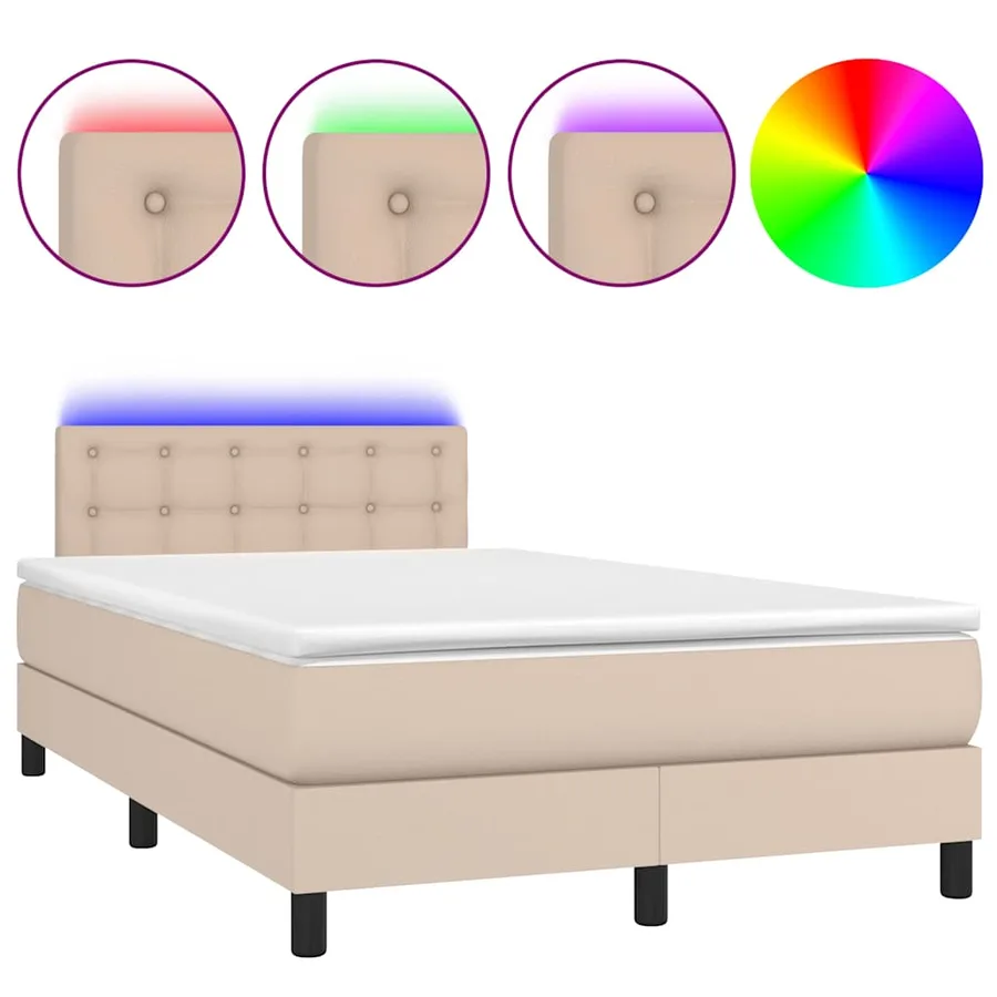 Sommier à lattes de lit avec matelas LED cappuccino 120x190 cm - 2