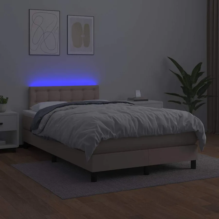 Sommier à lattes de lit avec matelas LED cappuccino 120x190 cm - 4