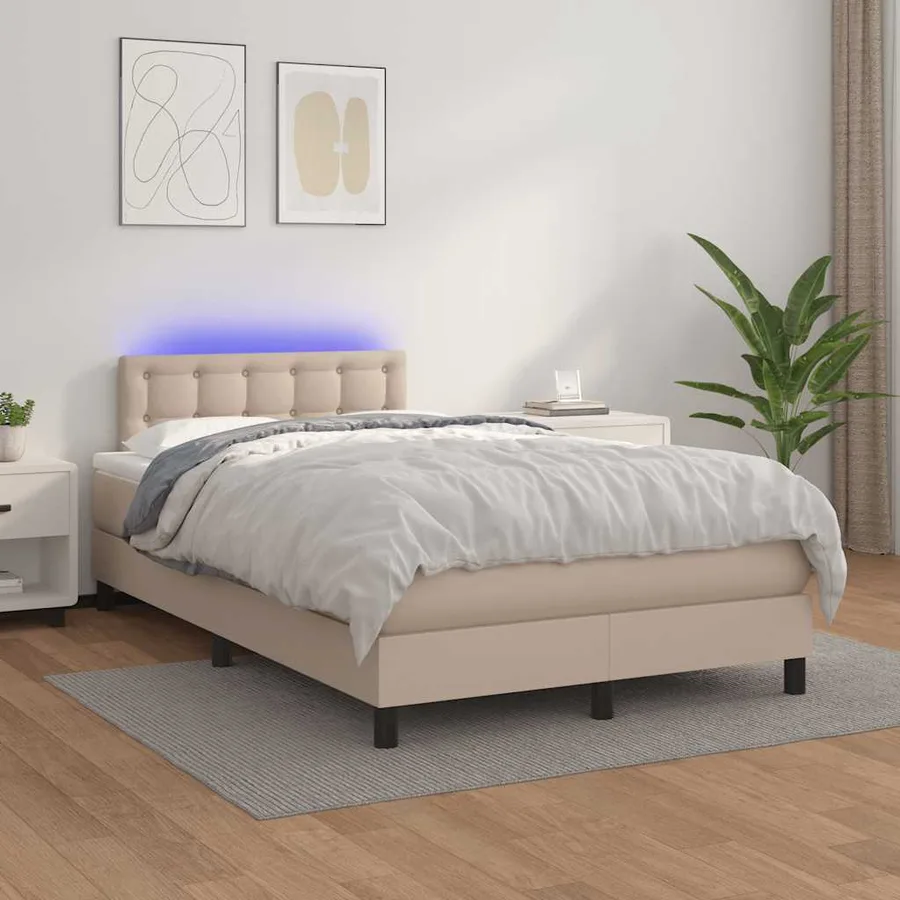 Sommier à lattes de lit avec matelas LED cappuccino 120x190 cm - 5