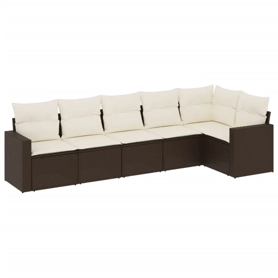 Salon de jardin avec coussins 6 pcs marron résine tressée - 2