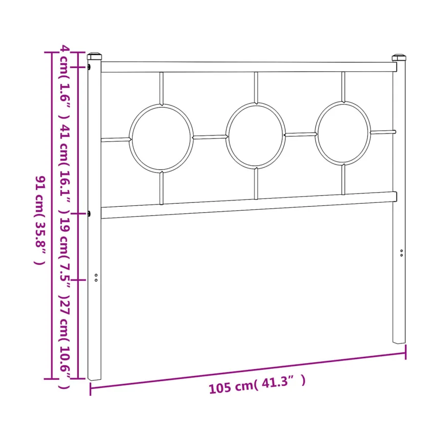 Tête de lit de remplacement métal noir 100 cm - 7