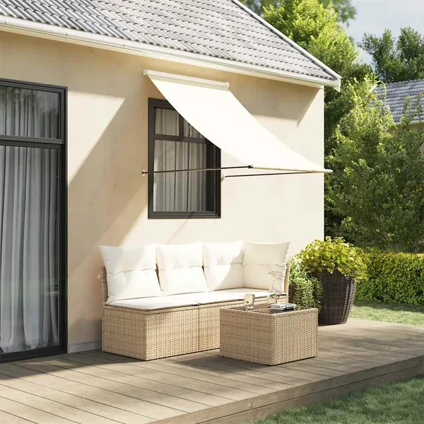 Auvent rétractable crème 100x150 m tissu et acier