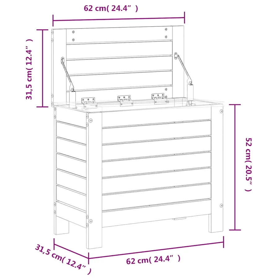 Repose-pied de jardin blanc 62x31,5x52 cm bois de pin massif - 10