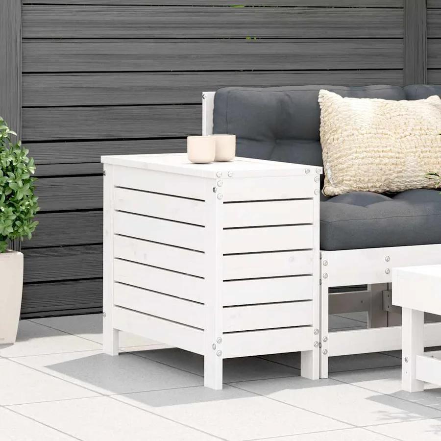 Repose-pied de jardin blanc 62x31,5x52 cm bois de pin massif - 3