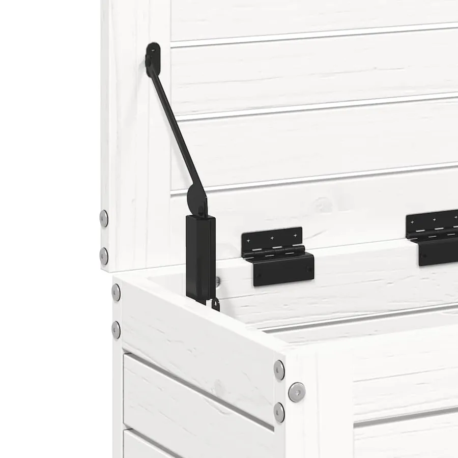 Repose-pied de jardin blanc 62x31,5x52 cm bois de pin massif - 8