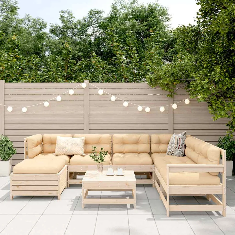 Salon de jardin 8 pcs bois de pin massif - 3