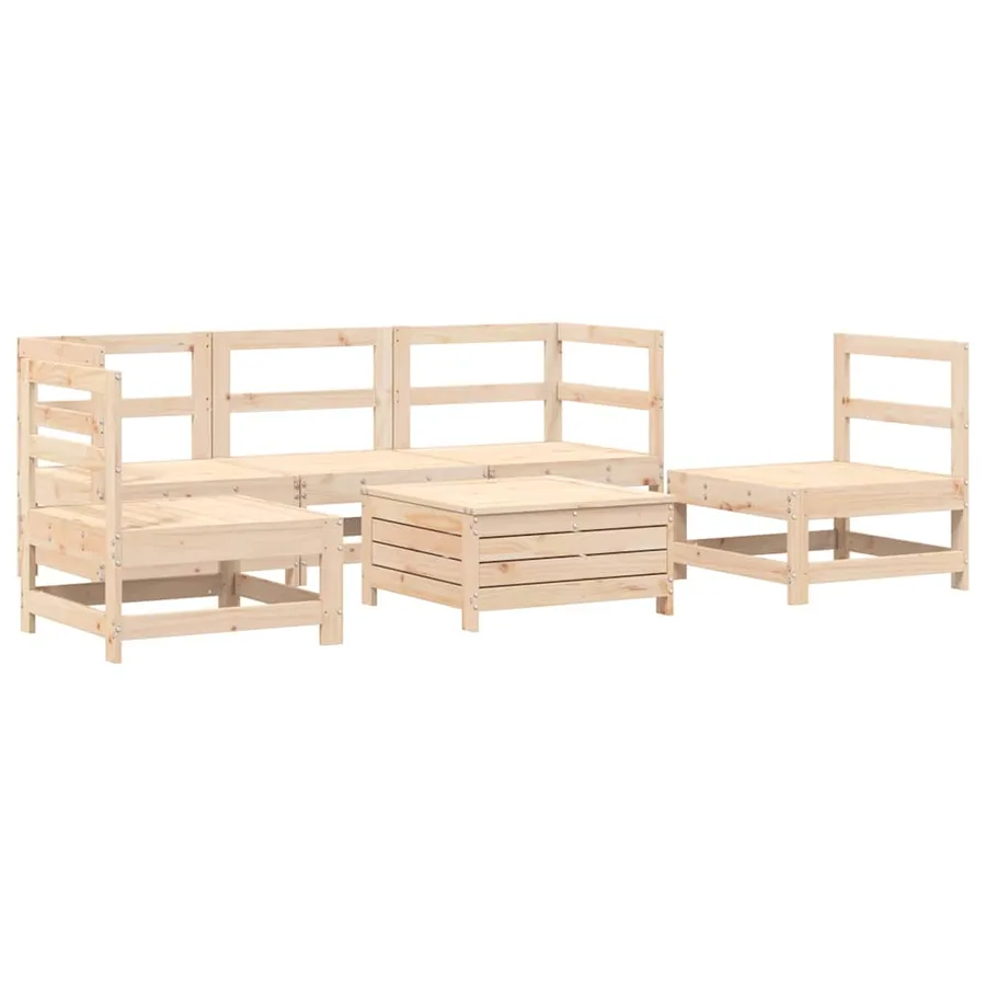 Salon de jardin 6 pcs bois de pin massif - 2