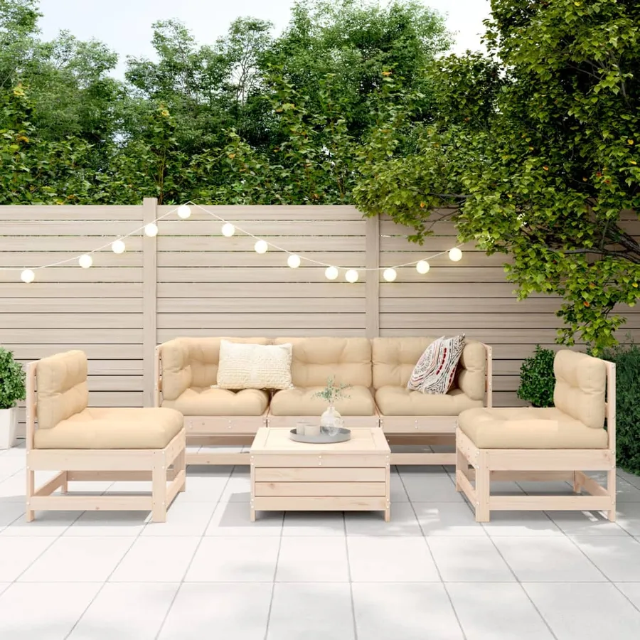 Salon de jardin 6 pcs bois de pin massif - 3