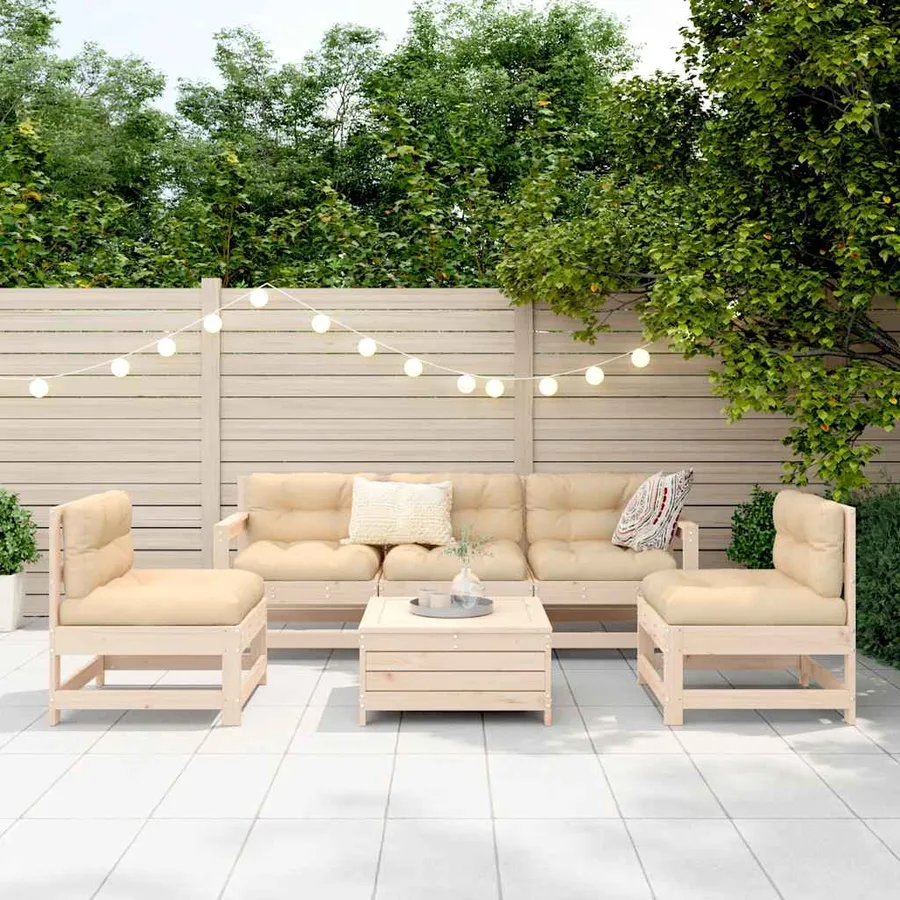 Salon de jardin 6 pcs bois de pin massif - 3