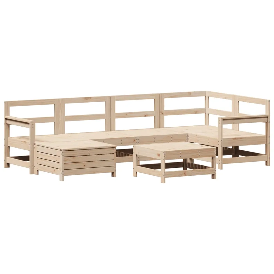 Salon de jardin 7 pcs bois de pin massif - 2