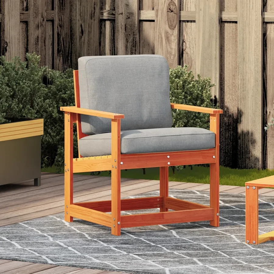 Chaise de jardin cire marron 62x56x77 cm bois de pin massif - 3