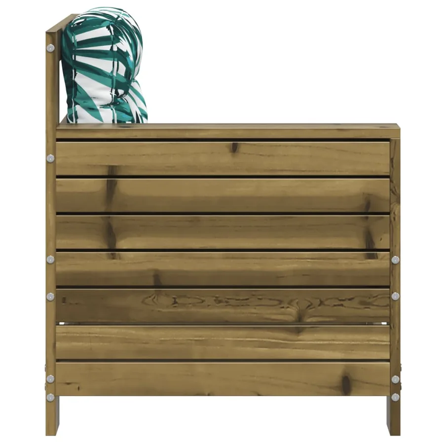 Canapé de jardin accoudoir avec coussin bois de pin imprégné - 5