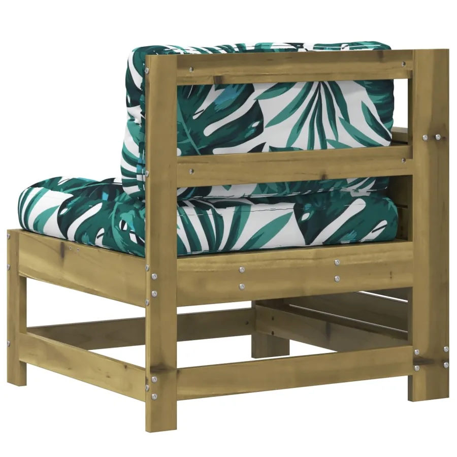 Canapé de jardin accoudoir avec coussin bois de pin imprégné - 6