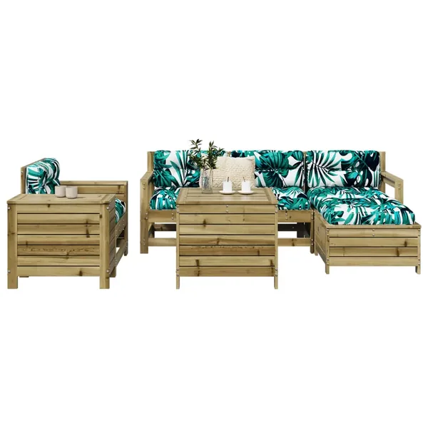 Salon de jardin 7 pcs bois de pin imprégné