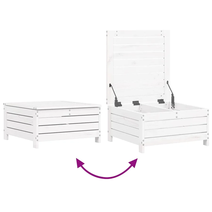 Salon de jardin 6 pcs blanc bois de pin massif - 7