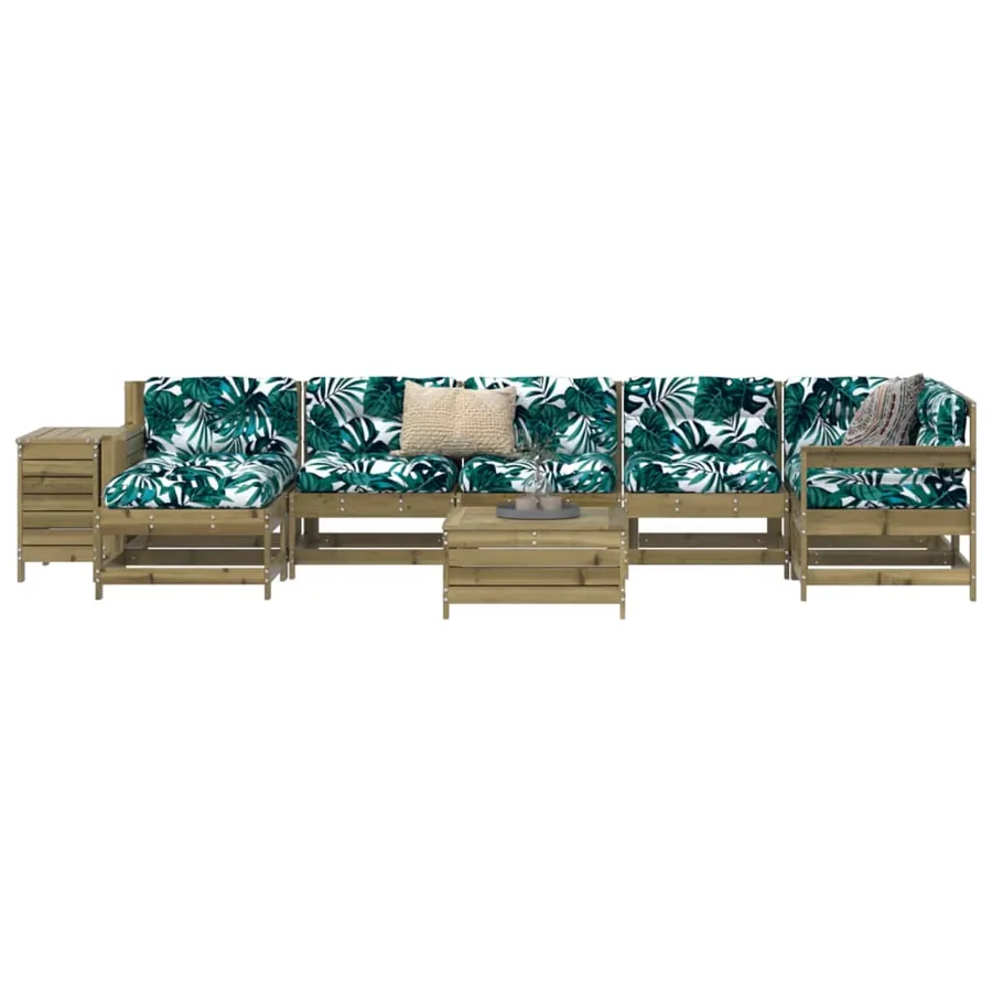 Salon de jardin 9 pcs bois de pin imprégné
