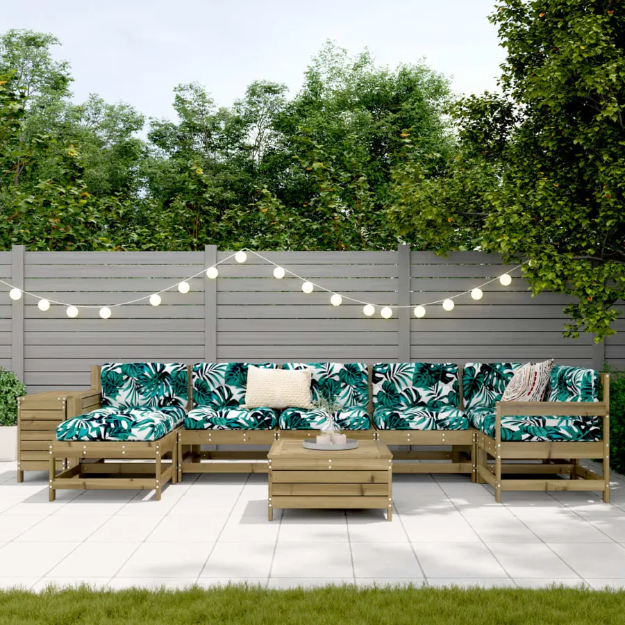Salon de jardin 9 pcs bois de pin imprégné - 3