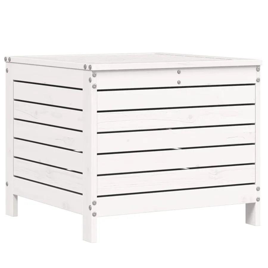 Salon de jardin 7 pcs blanc bois de pin massif - 8